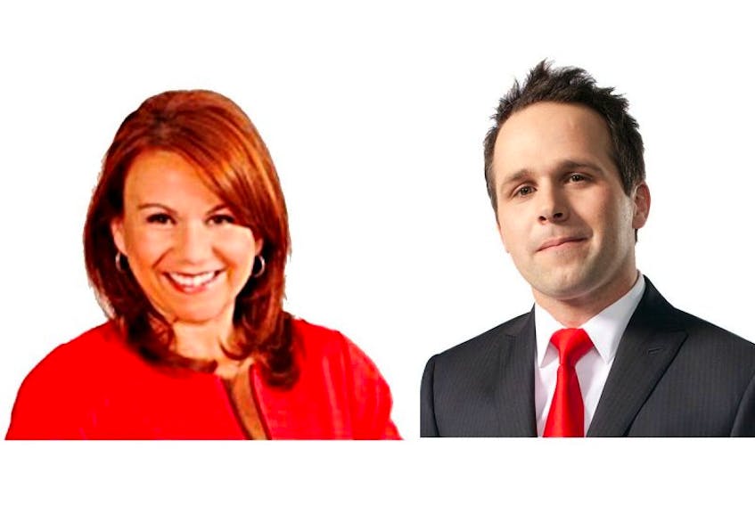 Louise Martin, left, and Jay Scotland are the new CBC-PEI television news hosts for the daily Compass show.