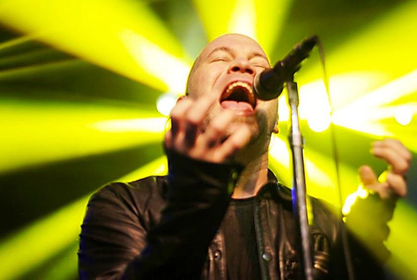 Scott Anderson, lead singer with Finger Eleven, performs in this photo on the group's web site. The Burlington, Ont. group will be on P.E.I. for the Rock the Boat festival in Tyne Valley later this summer.