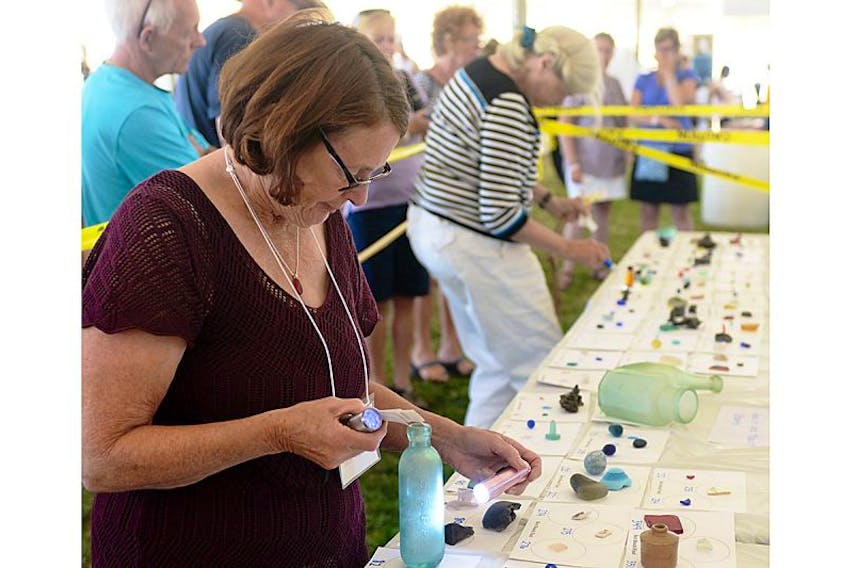 Anita St. Denis judges some of the sea glass pieces in the Best Shard Contest held during the Mermaid Tears Sea Glass Festival at the Souris Lighthouse grounds. Apart from the contest, the festival saw a number of craft-making demonstrations, information sessions and vendors selling jewellery and home décor focusing on the “jewels of the sea.”