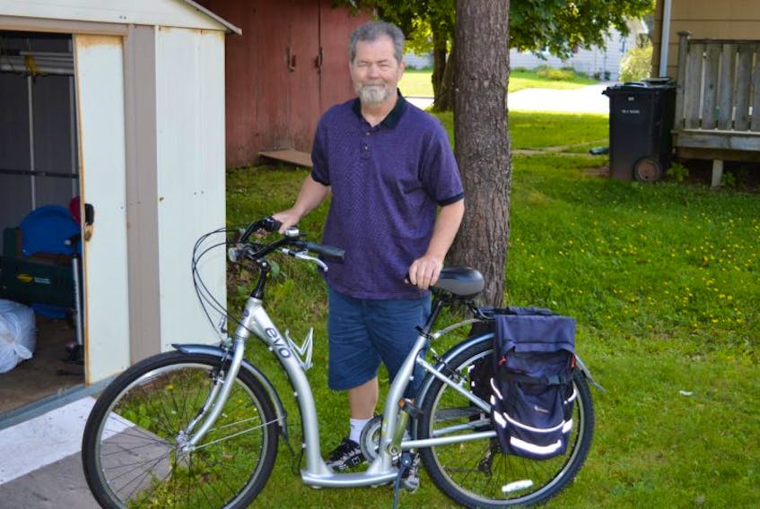 Despite being diagnosed with Parkinson’s disease five years ago, Paul Bernard of Charlottetown tries to stay active. One of the ways he does that is by cycling with this special step-through bike that make it easy for him to mount. There is no bar to climb over.