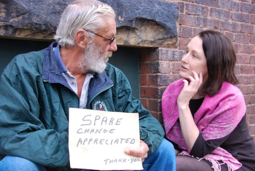 Filmmaker Krista Loughton, who examines homelessness on a very personal level in her film “Us & Them,” chatted recently with Gary Brown while he was panhandling for money in Charlottetown to help supplement his modest income.