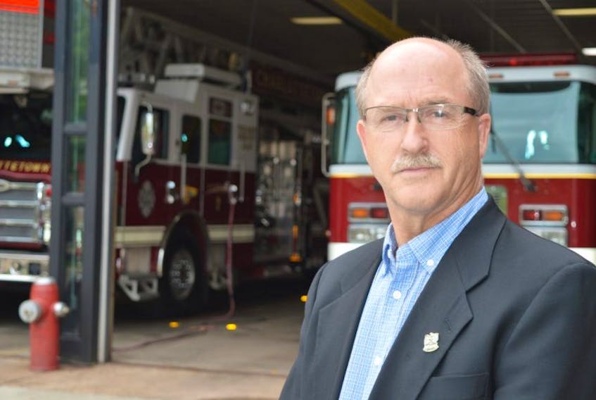 Coun. Terry Bernard, shown outside Fire Station 1, says the City of Charlottetown should keep the fire station in Sherwood open when the new one is finished in West Royalty. It had always been the city’s intent to close the Sherwood operation down and continue running with two fire departments.