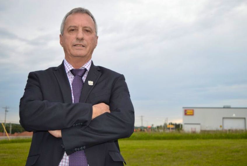 Coun. Kevin Ramsay, chairman of the City of Charlottetown’s advanced planning, priorities and special projects committee, stands near the future location of the city’s new fire hall. It will be going between Moore Well Drilling Inc. and Atlantic Cat on Malpeque Road.