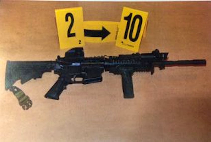 ['CLICK ON IMAGE TO SEE LARGER VIEW: A photo Charlottetown police took during an investigation shows a weapon found inside former RCMP officer Jeffrey Rae Gillis’s home in February 2016. ']