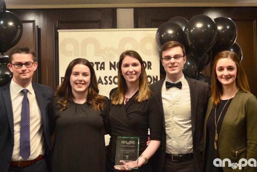 UPEI students, from left, Alex Dunne, Sydney Gallant, Kate Kinsman, Andrew Chapman and Mary Whitrow, were members of the second-place team at an Alberta case competition. 