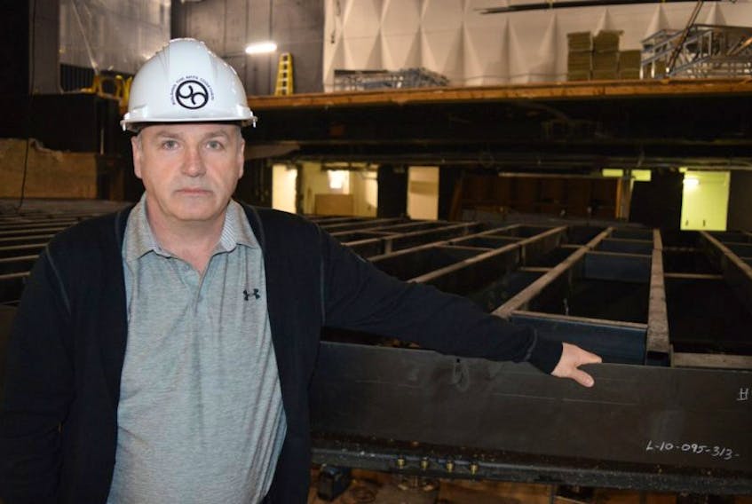 Mike Cochrane, chief operating officer with the Confederation Centre of the Arts, says a company based out of Quebec is busy installing new main stage and orchestra floors that will lift and lower far more reliably than the old 50-year-old floors did. The work is expected to cost $2.2 million and is the final phase of a $17 million renovation to the Homburg Theatre.