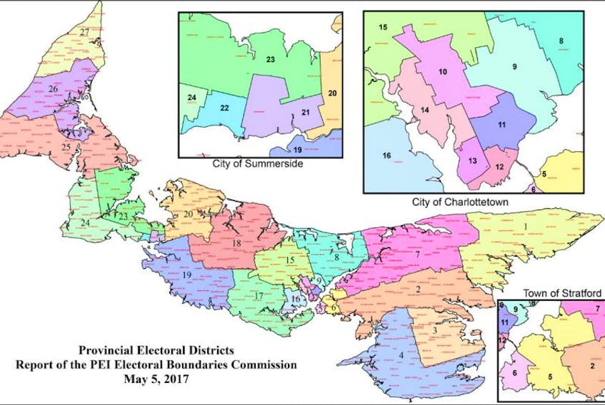 This image from the P.E.I. Electoral Boundaries Commission report shows the new boundaries for the province. 