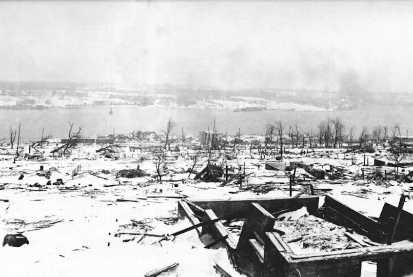 A view of the Halifax Harbour after the explosion in 1917. 