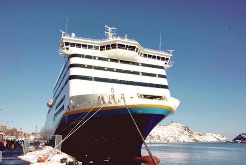 The MV Blue Puttees, pictured here in St. John’s harbour, has helped Marine Atlantic reduce its fuel consumption. — Telegram file photo