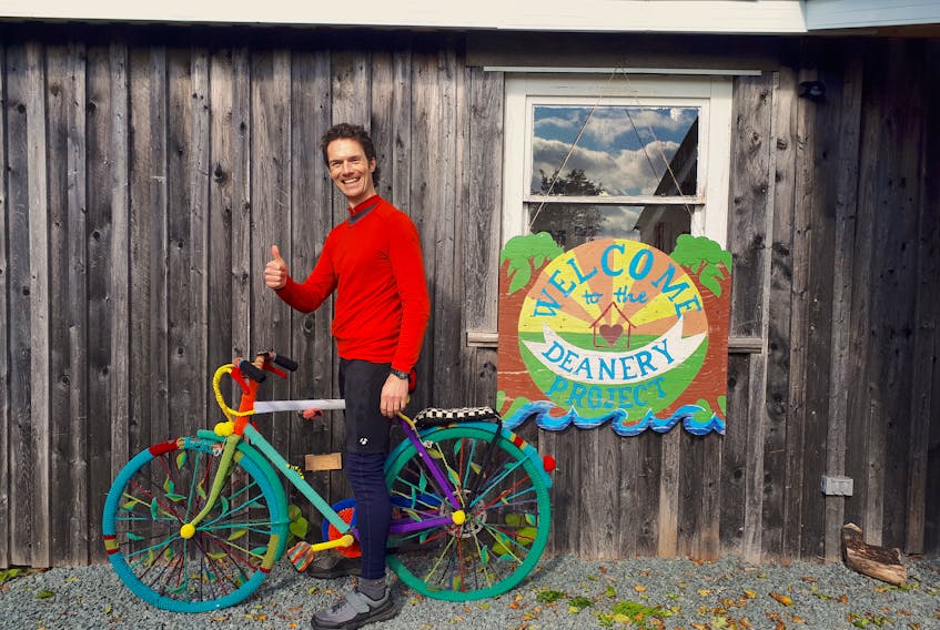 One of the stops on Adrian House's 'Pedal Power Tour' was at The Deanery Project, an 'environmental and arts learning centre' in Ship Harbour, Nova Scotia. — Submitted photo