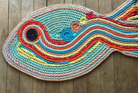 These fish mats, made of reclaimed fishing rope, are among the most popular products made by Nicole Poirier and Tanya Holt, the creators of Art Marée Haute.
