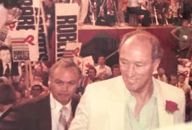 Pierre Trudeau at a Liberal Party convention. As vice-president of the Liberal Association of Canada’s Atlantic Division, over the years Joyce McKenzie met Trudeau and other Liberal stalwarts. CONTRIBUTED