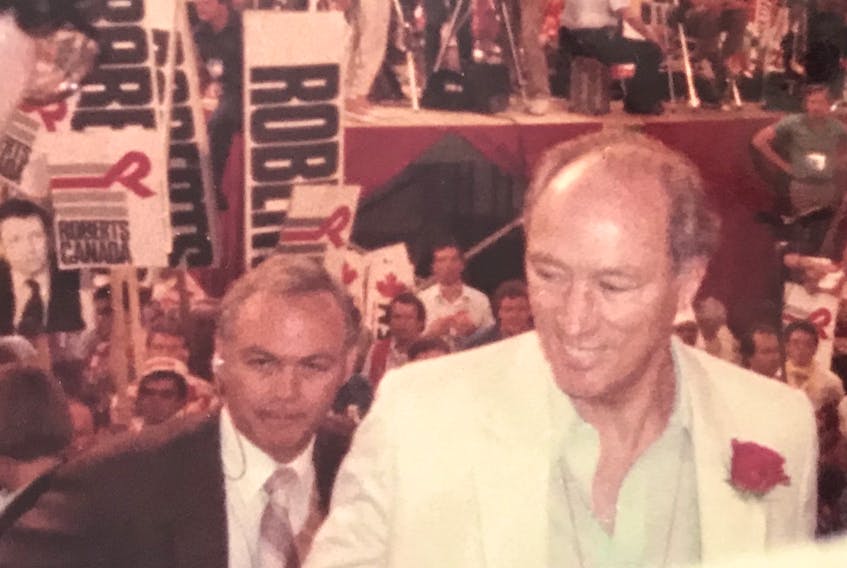 Pierre Trudeau at a Liberal Party convention. As vice-president of the Liberal Association of Canada’s Atlantic Division, over the years Joyce McKenzie met Trudeau and other Liberal stalwarts. CONTRIBUTED