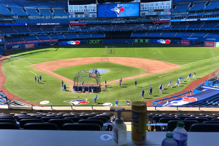 Back at the Rogers Centre for the first time in months, the Sun's Ryan Wolstat takes in batting practice.