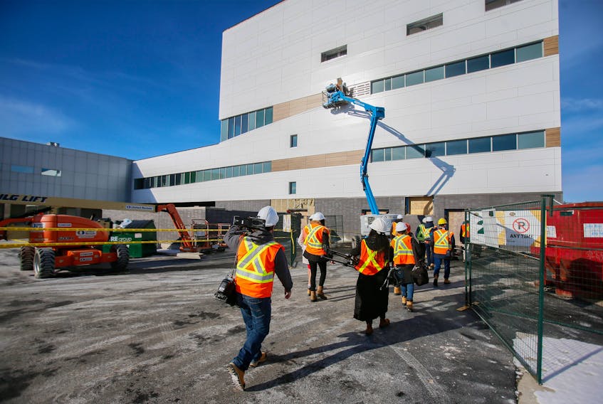Journalists prepare to take in a tour of the construction underway at Dartmouth General Hospital to see the progress of the QEII New Generation Project at the hospital Tuesday, Dec. 11, 2018.
