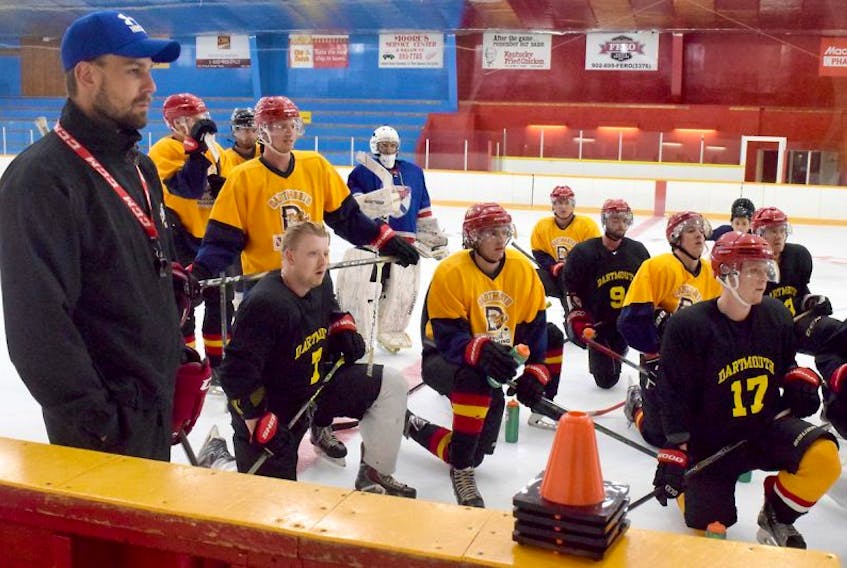 The Brookfield Elks practiced on home ice for the first time Tuesday. On Thursday, the Elks host the Sackville Blazers in their Nova Scotia Junior Hockey League home opener at the Don Henderson Memorial Sportsplex.