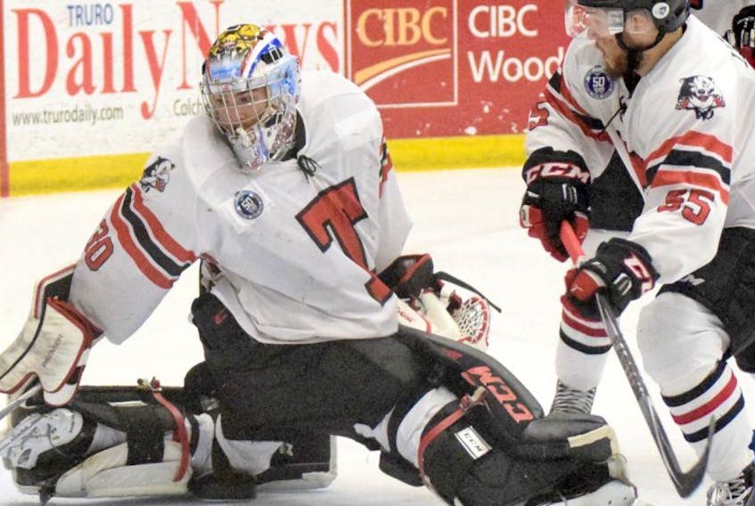 Jason Rioux played between the pipes in all three of the Truro Bearcats games at the Fred Page Cup Eastern Canadian junor A hockey championship this week in Terrebonne, Que.