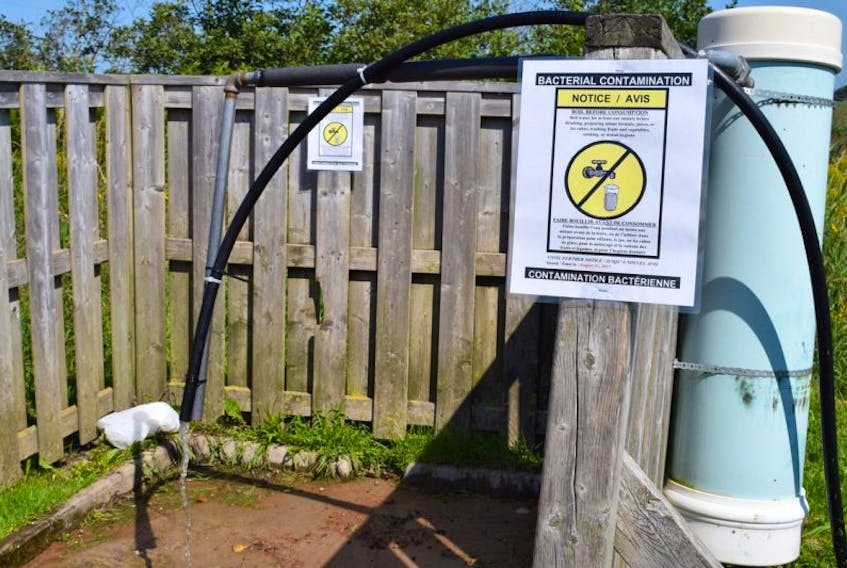 1.	Notices of a boil order sit around a Lower Truro water spring after a UV cleaning unit was damaged earlier last week. The public works department says the order may be in effect for two weeks.