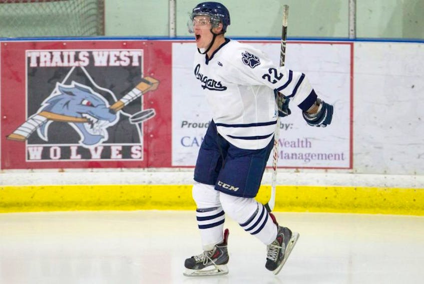 Upper Brookside’s Matt Brown, shown here during his university career with the Mount Royal Cougars, has inked a standard player contract with the ECHL’s Colorado Eagles.