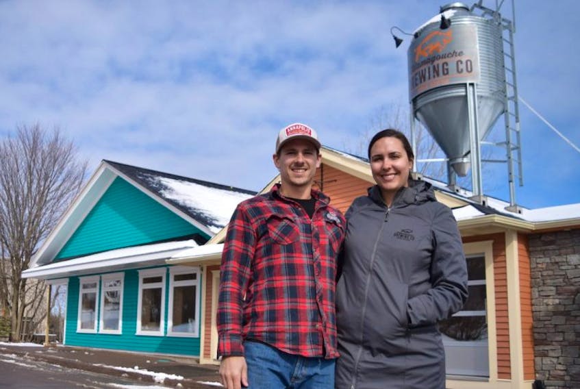 Matt Kenny and Christiane Jost are excited for brewing to start in the new expansion at Tatamagouche Brewing Company.