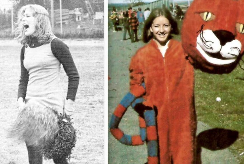 The class of ’77 will be celebrating their 40-year reunion on Aug. 12. LEFT: Susan Davy, a former CEC student, cheers for the school’s team in this photo from the CEC 1977 yearbook. RIGHT: Being a mascot was no easy task, but someone had to spread school spirit during games and pep rallies. Cindie Smith, a former CEC student, brought the school’s mascot Cecil to life in this photo from the CEC 1977 yearbook.