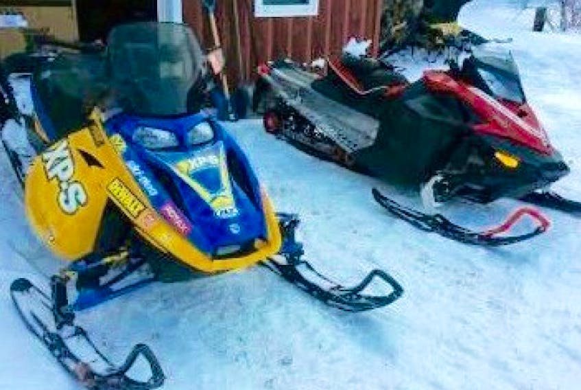 These snowmobiles were stolen during the weekend.