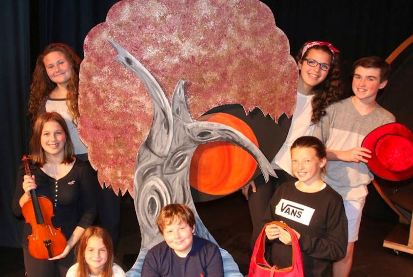 A few of the young actors taking part in James and the Giant Peach Jr. are, front, from left, Brooklynn Oliver, Will Maynard, Marly MacEachern; second row: Erin MacDonald, Kilah MacCoul, Maria Matheson and Cailean Clements.