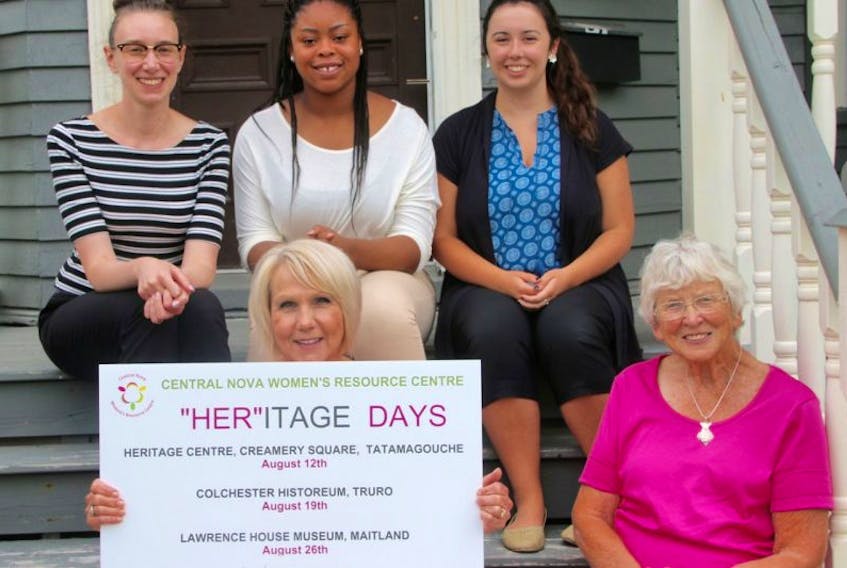 Some of the woman involved in organizing “Her”itage Days events at local museums are, front, from left; Suzette Cameron, events planner at the Central Nova Women's Resource Centre; and Shirley Brinkhurst, from the Margaret Fawcett Norrie Heritage Centre. Second row, Margaret Mulrooney, curator at the Colchester Historeum; Eniola Oshikoya, volunteer at the Colchester Historeum, and Nicole Maxwell, interpretive assistant at the Colchester Historeum.