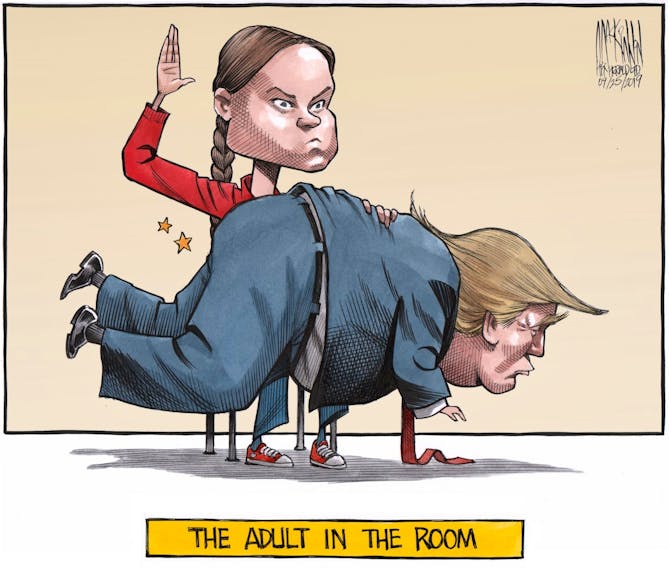 Bruce MacKinnon cartoon for Sept. 25, 2019. Greta Thunberg and Donald Trump