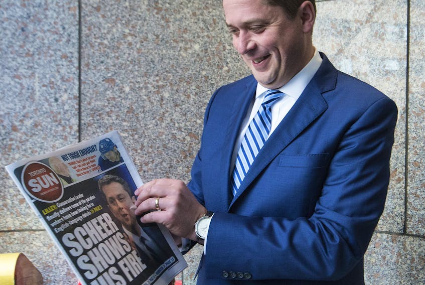 Conservative leader Andrew Scheer meets with the Toronto Sun Editorial Board on Tuesday
