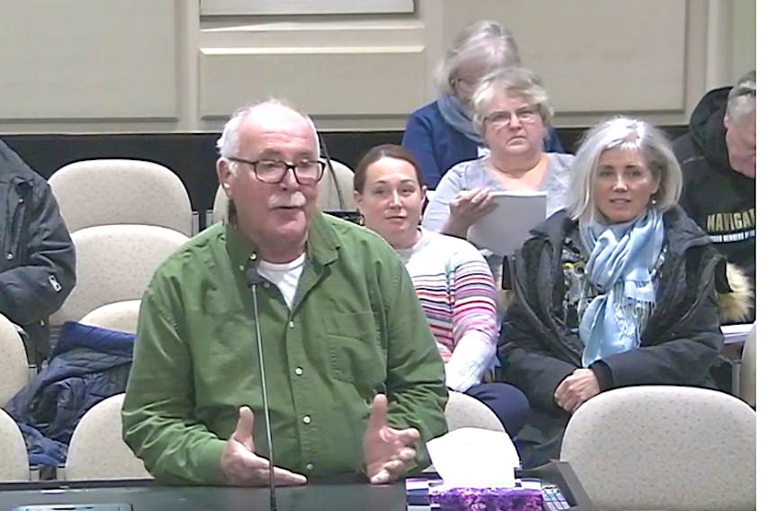 Pond Shore Road resident Don Gouthro attended last week’s town council meeting to call attention to the unsafe situation in his area of town. Katie Tower/Sackville Tribune-Post