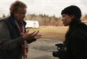 Shelburne’s South End Environmental Injustice Society (SEED) founder and president Louise Delisle is shown talking with director Ellen Page in a photo promoting the release of the documentary, There’s Something in the Water. FROM ONLINE 

