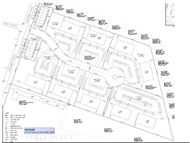 Preliminary plans for a subdivision, Foxland Court, based off of MacEwen Road in Summerside. 