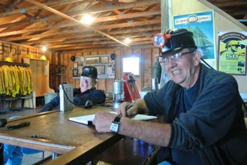 A good laugh starts off (left) Doug and Ken Henwood’s day volunteering at the Springhill Miners Museum and Tour A Mine. The brothers, bother former coal miners, started volunteering at the museum two years ago.