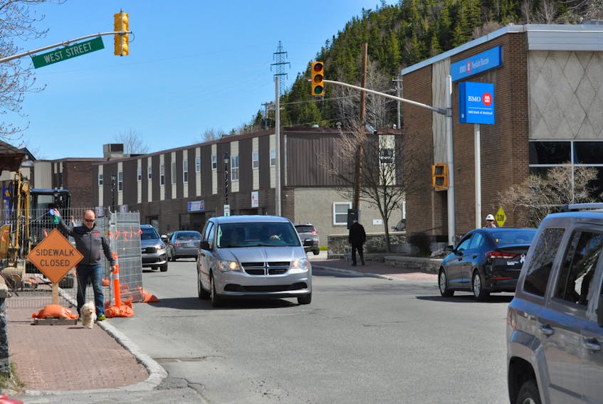 Motorists in Corner Brook will be met with a three-way stop at the intersection of Main Street and West Street for the next four weeks as the city installs new traffic signals at the intersection. The work began on Monday.
Diane Crocker
