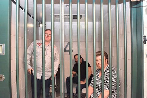 The stars of Trailer Park Boys – Bubbles (Mike Smith), Julian (JP Tremblay), and Ricky (Robb Wells) – spent some time Thursday morning filming at the Truro Police Service. Season 11 is in the works, with filming underway for 10 episodes, mainly in Colchester County.