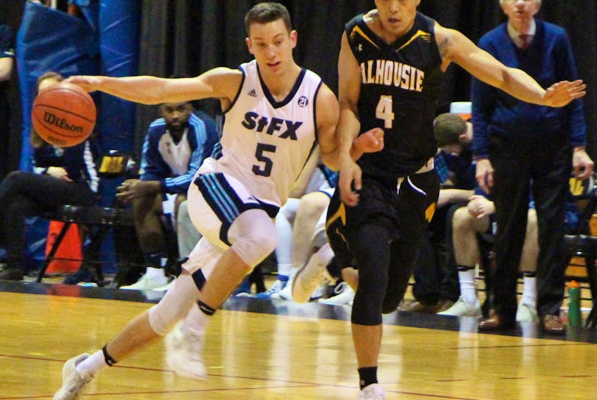Truro native Tristen Ross, a fourth-year senior guard, will be one of the key veteran leaders for a St. F.X. X-Men line-up that will have seven new players, including six freshmen, this season. Richard MacKenzie