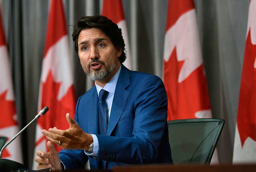 Prime Minister Justin Trudeau speaks during a news conference on Parliament Hill on Sept. 25, 2020. A public global credit agency has issued a warning about "the deterioration of Canada’s public finances."