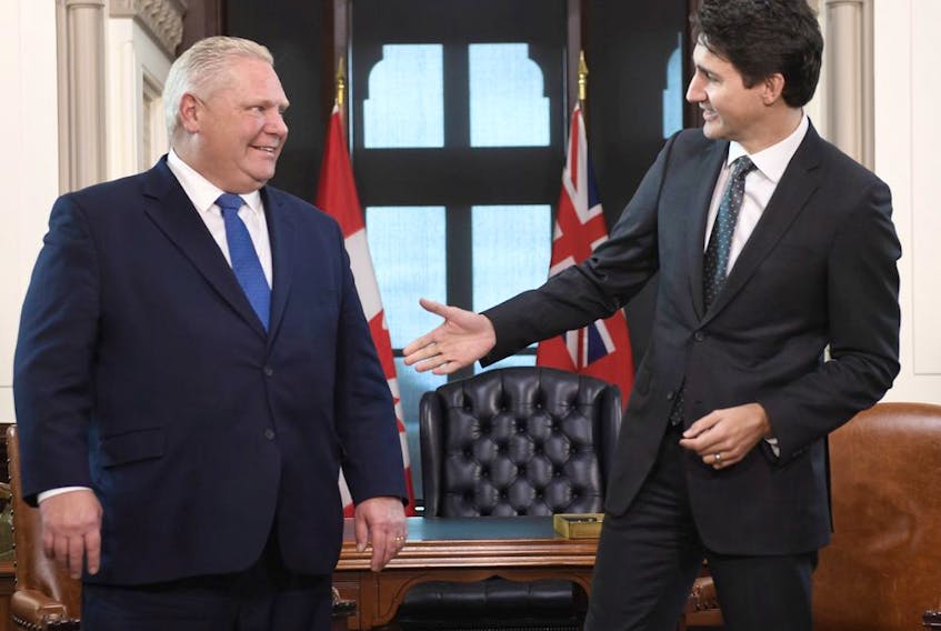 Prime Minister Justin and Ontario Premier Doug Ford. The feds have taken some interest in traditional provincial areas such as long-term care. 