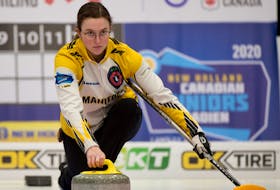 Lead Lauren Lenentine of New Dominion makes a shot for Manitoba during the 2020 New Holland Canadian junior curling championships in Langley, B.C., last week. Curling Canada/Michael Burns