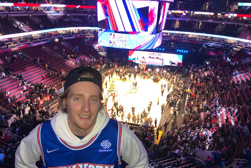 Stratton Mugford attends the Rising Stars game at the NBA All-Stars weekend in Chicago. Submitted.