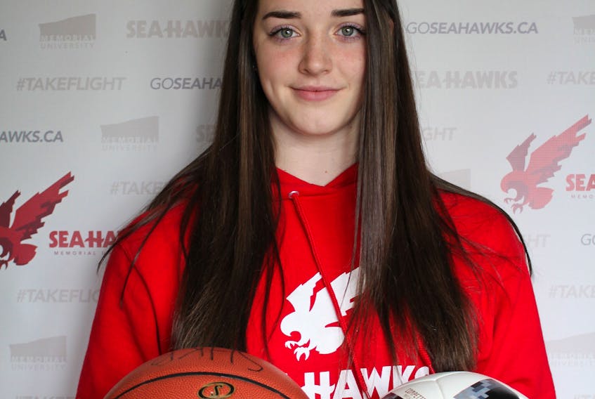 Alyssa Jenkins of St. John’s, who starred for the Waterford Valley Warriors’ high school basketball and soccer teams, will be a duel-sport athlete at Memorial University starting in the fall. — Memorial Sea-Hawks photo