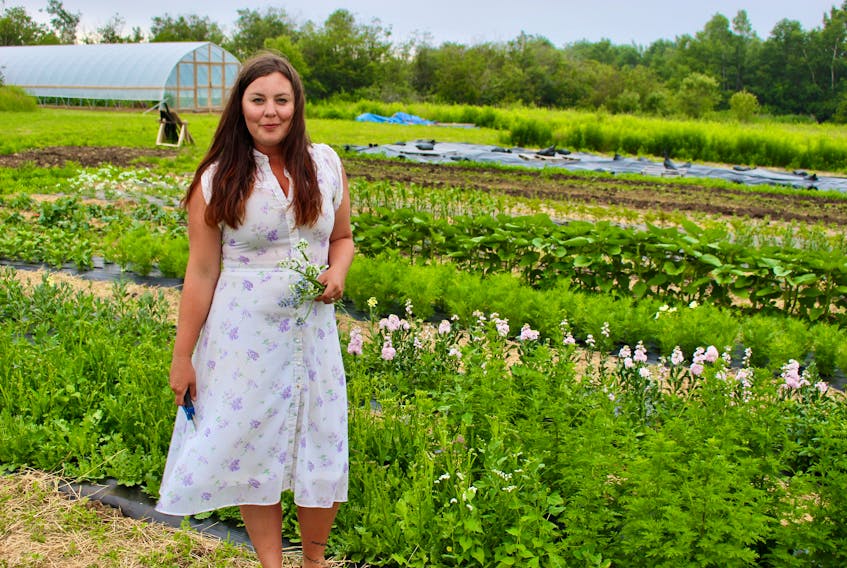 Sarah Macalpine and her husband Kenny operate a small cut flower farm in Halls Harbour. She will be offering a floral design workshop in Kentville at the Farmers’ Market on Aug. 18.