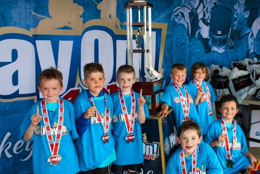 <p>The West Hants Young Guns were named the U7 Play On champions recently. Pictured are, from left, back row: Jeremy MacDonald, Will Shearer, Kyle Phillips, Ryder Pinksen, and Nolan Fletcher; front row: Derek Leopold (goalie) and Brandon Cook. (Photo courtesy of Amelia Cruddas Photography)</p>