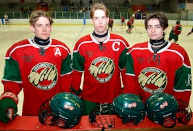 The Kensington Monaghan Farms Wild is looking forward to the Prince Edward Island major under-18 hockey championship series that begins on Saturday. From left are Crosby Andrews, Alex Graham and Brennan Murphy.