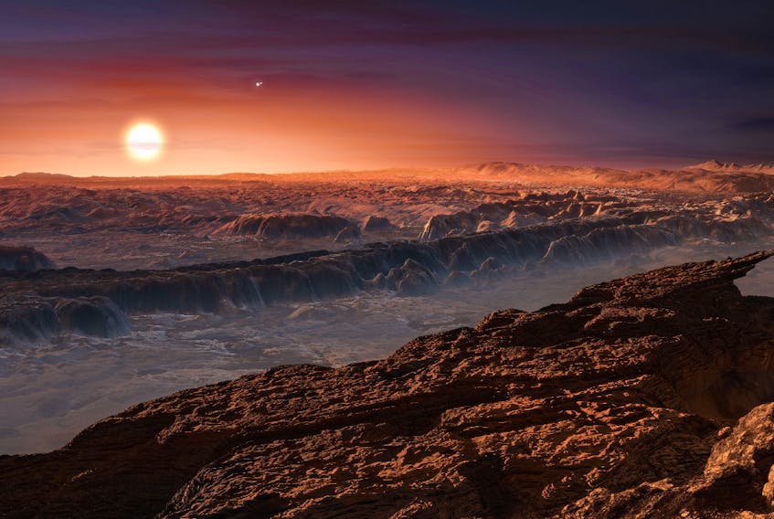 An artist's depiction of what the surface of Proxima b might look like.