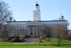 Acadia University's University Hall looks over the campus of the primarily undergraduate university.