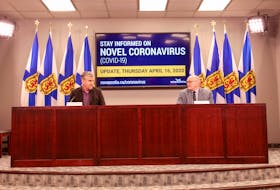 Nova Scotia Premier Stephen McNeil and Dr. Robert Strang, chief medical officer of health, brief the media on COVID -19 developments on Thursday. - Communications Nova Scotia