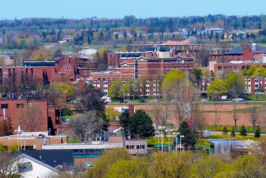 Aerial view of the University of Prince Edward Island campus.
