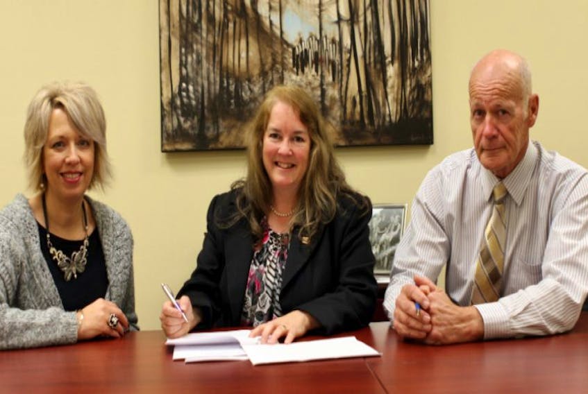 <p>Valley Regional Enterprise Network vice chair Susan Hayes, left, sat down recently with the new CEO Kelly Ells and board chair Peter Muttart.</p>